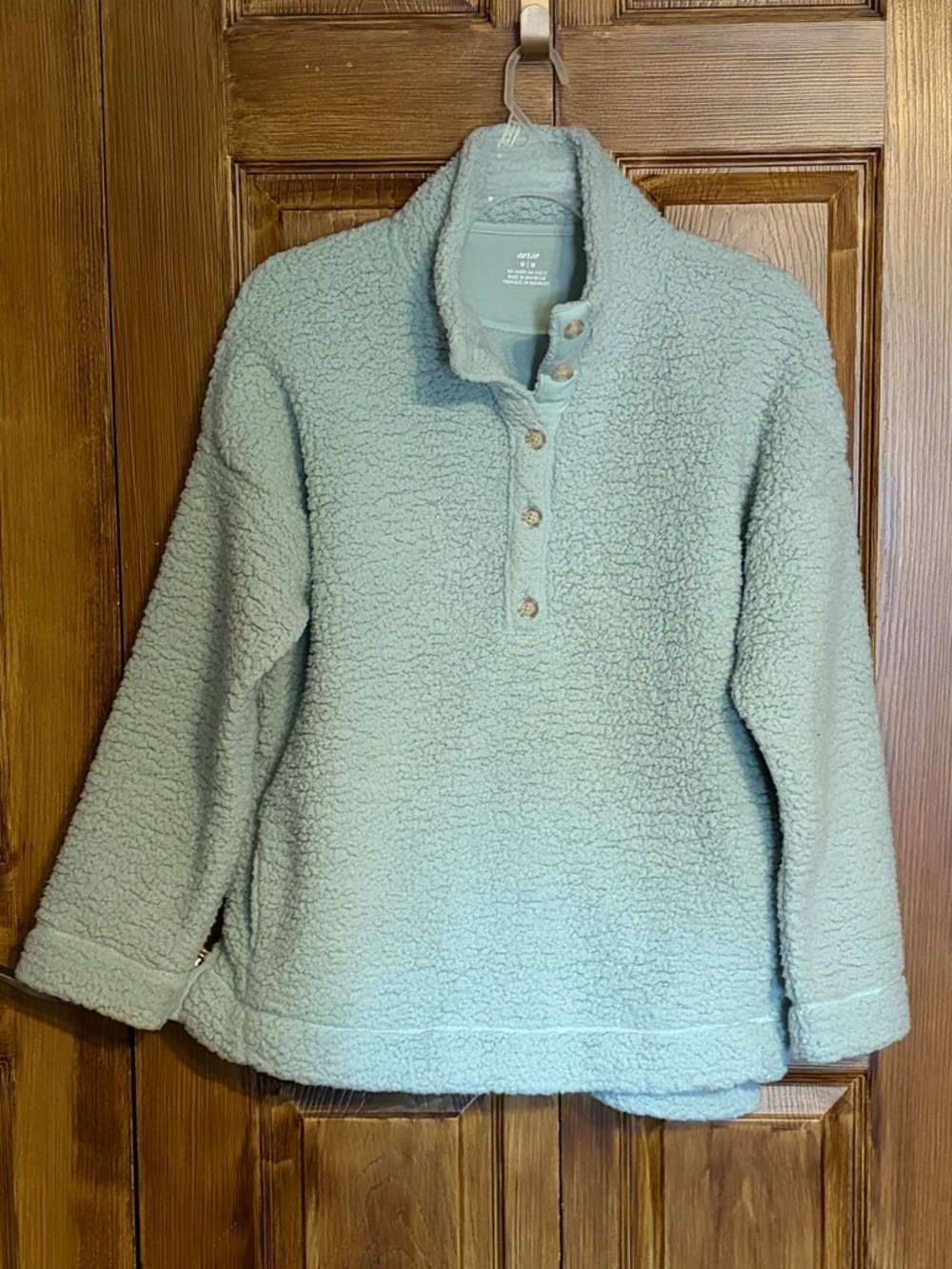 Aerie Plush Cloud  Sherpa Oversized Pullover in Light Green   Medium